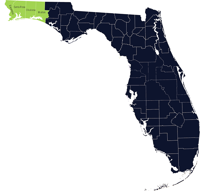 Florida Map with West FL AHEC counties